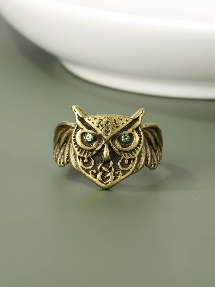 Anillo con diseño de búho - Amarillo Oro - Ver 1