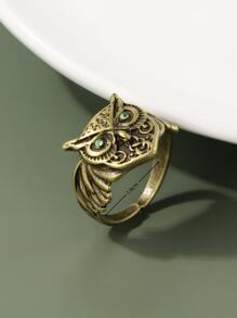 Anillo con diseño de búho - Amarillo Oro - Ver 3