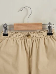 SHEIN 小男童拼接格紋邊短褲