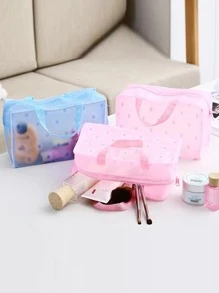 2 piezas Bolsa de almacenamiento de plástico portátil con diseño floral, bolsa de almacenamiento multifuncional para baño y viaje, para vacaciones en la playa, colección de baño, colección de dormitorio, de gran capacidad - Multicolor - Ver 4