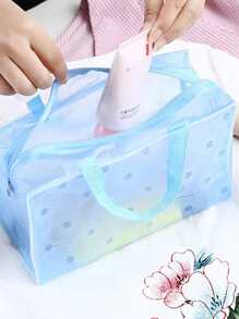 2 piezas Bolsa de almacenamiento de plástico portátil con diseño floral, bolsa de almacenamiento multifuncional para baño y viaje, para vacaciones en la playa, colección de baño, colección de dormitorio, de gran capacidad - Multicolor - Ver 6