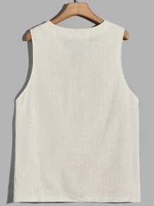 Manfinity RebelGame Men Solid Lace Up Front Shirt - Beige - View 2