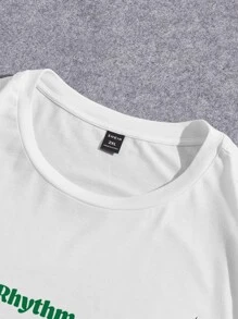 EASEVO 男士花和標語圖案T恤 - 白色 - 查看 3