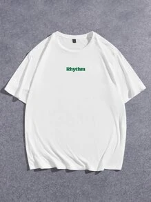 EASEVO 男士花和標語圖案T恤 - 白色 - 查看 5