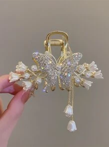 1 件女士金色蝴蝶和流苏发夹，时尚日常或户外佩戴优雅发夹爪夹发夹发夹发夹发夹发夹，学校用品，学院秋冬发饰女士度假装扮女士