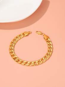 Men Minimalist Chain Bracelet - Yellow Gold - View 2