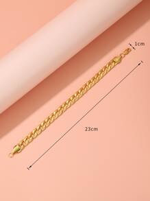 Men Minimalist Chain Bracelet - Yellow Gold - View 3