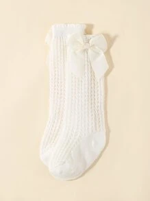 1pair Baby Bow Decor Over The Knee Socks - Beige - View 2