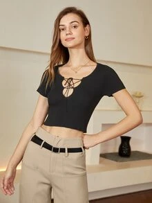 SHEIN Black Friday x Star Picks High Waist Trousers Without Belt - Khaki - View 5