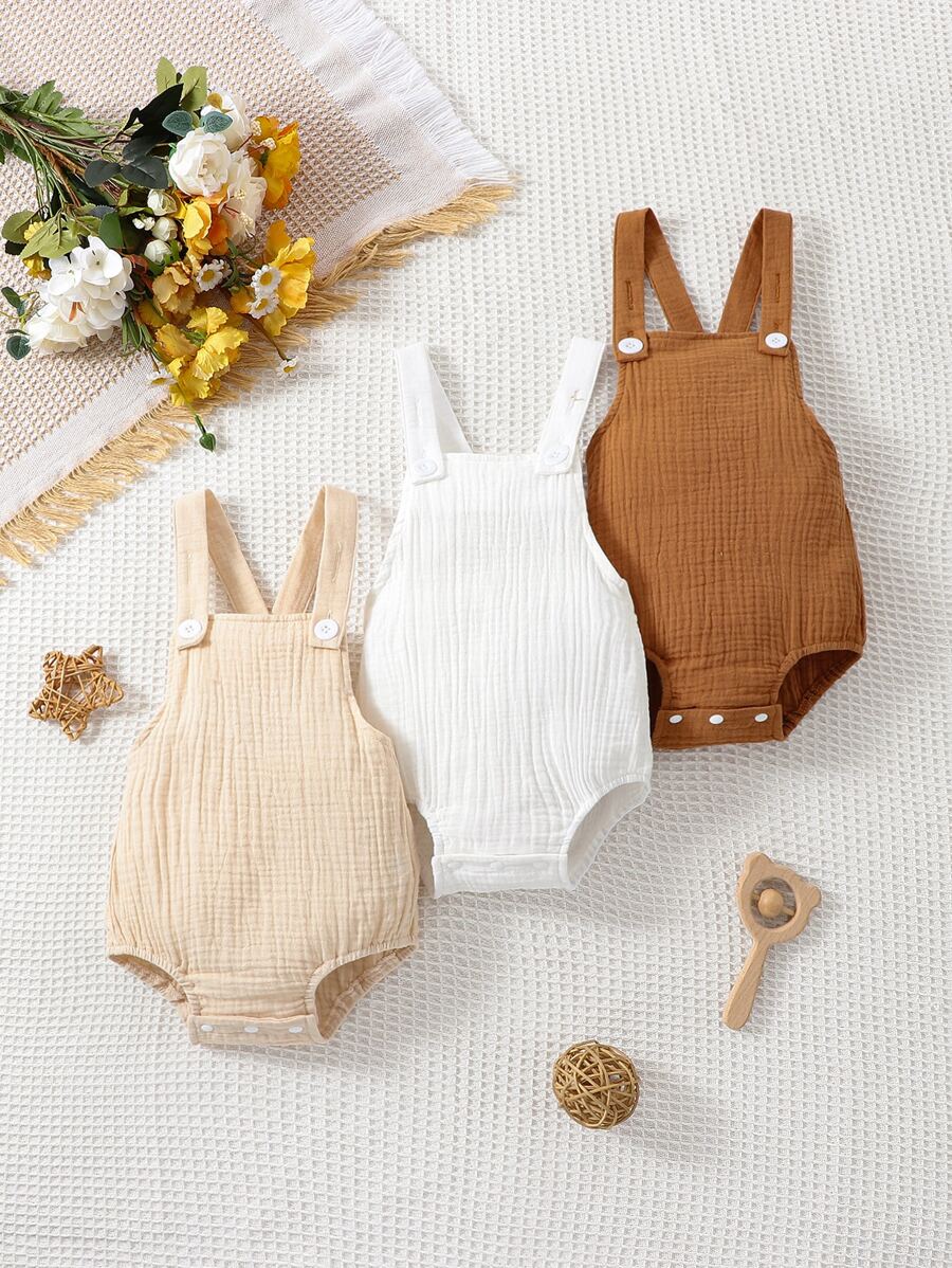 Neonato 3 pezzi Body salopette monocolore