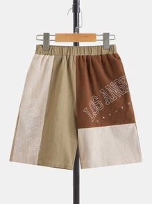 SHEIN Boys Letter Graphic Colourblock Shorts - Multicolor - View 1
