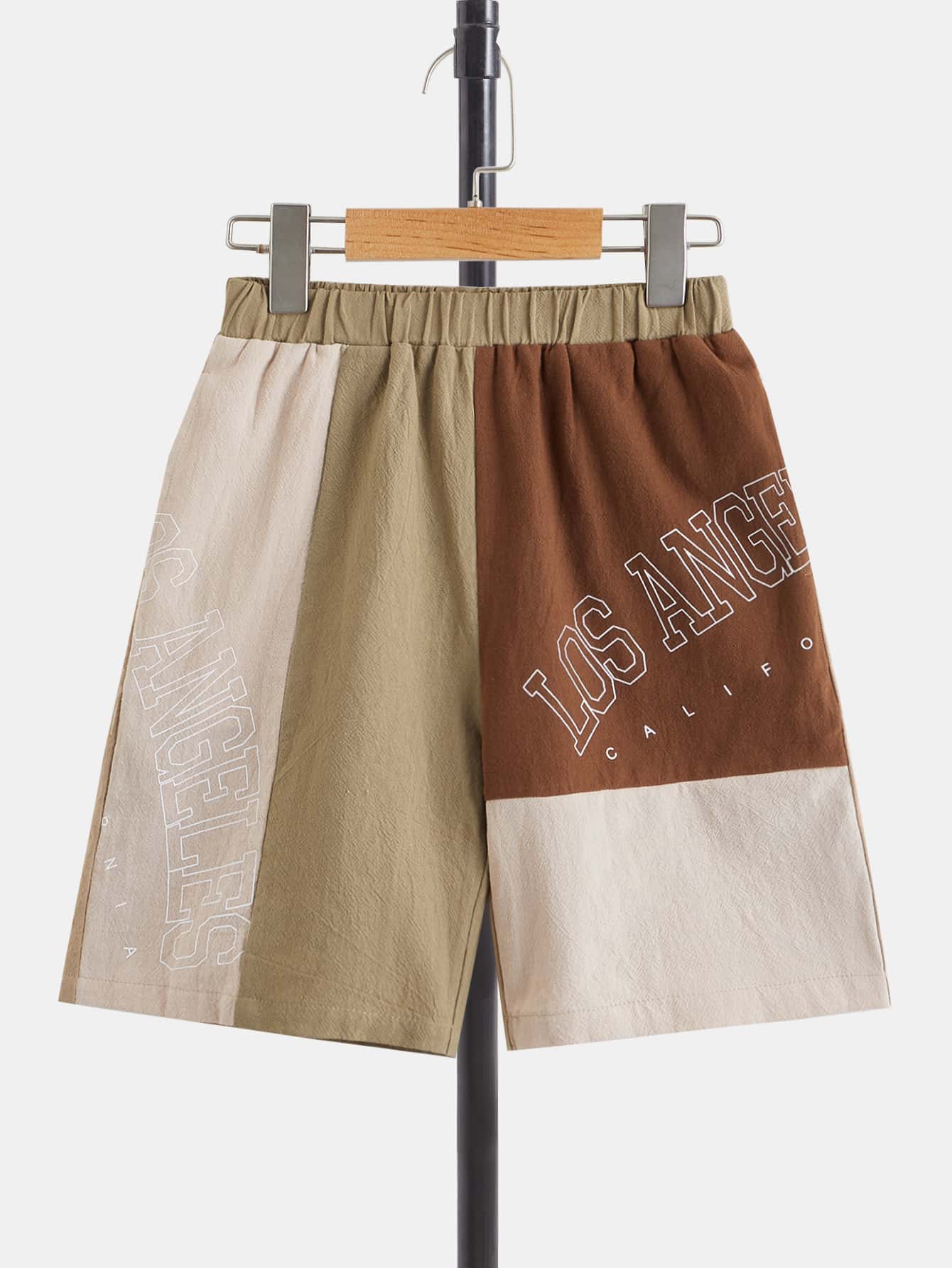 SHEIN Boys Letter Graphic Colourblock Shorts - Multicolor - View 1