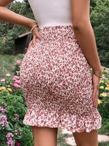 SHEIN 孕婦小碎花荷葉邊半身裙