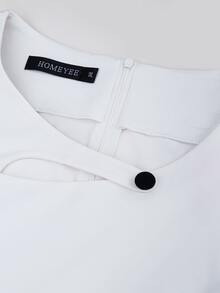 HOMEYEE 大碼幾何印花前鏤空連衣裙 - 黑與白 - 查看 4