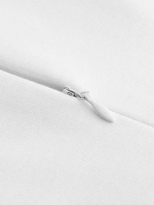 HOMEYEE 大碼幾何印花前鏤空連衣裙 - 黑與白 - 查看 5