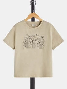 SHEIN Boys Floral Print Tee - Apricot - View 3