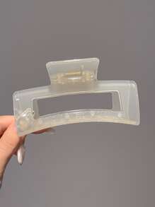 1入組女士透明矩形休閒髮爪適用於日常生活 - 米色 - 查看 1