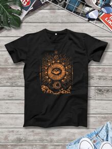 Manfinity Homme 男士眼睛圖案T恤 - 黑色 - 查看 1