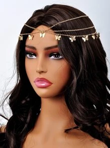 Butterfly Charm Costume Hair Band - Gold - View 1