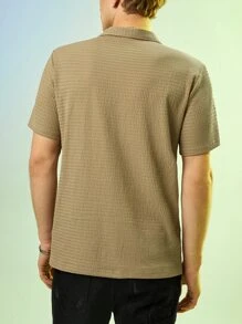 GENTILAND Men Textured Polo Shirt - Khaki - View 2