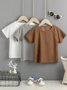 Niñito 3 piezas Camiseta unicolor de manga raglán - Multicolor - Ver 1