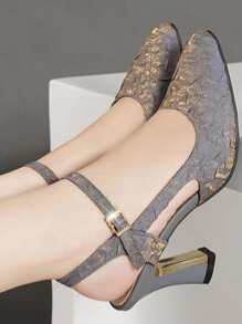 厚底露跟镂空连衣裙凉鞋情人节特辑 - 淺灰紫 - 查看 1