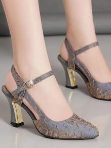 厚底露跟镂空连衣裙凉鞋情人节特辑 - 淺灰紫 - 查看 3