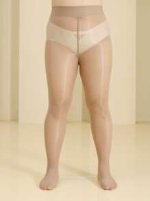 Plus Size Solid Mesh Tight - Apricot - View 1