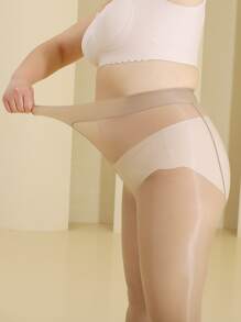 Plus Size Solid Mesh Tight - Apricot - View 4