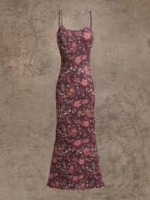 ROMWE Fairycore 印花蕾絲邊吊帶洋裝 - 彩色 - 查看 1