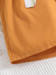 SHEIN 女孩印花不對稱領荷葉邊上衣和短褲 - 彩色 - 查看 4