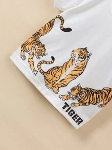 Baby Boy Tiger & Letter Graphic Tee & Shorts