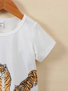 Baby Boy Tiger & Letter Graphic Tee & Shorts