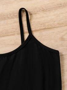 SHEIN Explorewe 青少女字母拼接透薄網紗上衣&吊帶&摩托車短褲 - 黑與白 - 查看 4