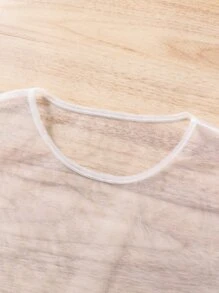 SHEIN Explorewe 青少女字母拼接透薄網紗上衣&吊帶&摩托車短褲 - 黑與白 - 查看 6