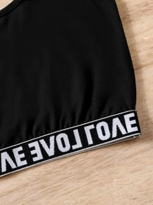 SHEIN Explorewe 青少女字母拼接透薄網紗上衣&吊帶&摩托車短褲 - 黑與白 - 查看 7