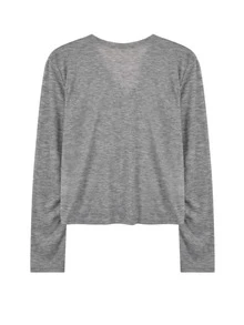 Camiseta con cuello henley unicolor - Gris - Ver 2