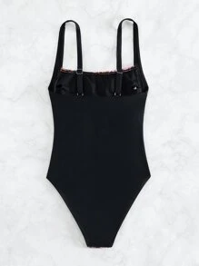 Paisley Print One Piece Swimsuit - Multicolor - View 2