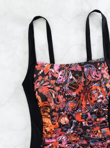 Paisley Print One Piece Swimsuit - Multicolor - View 5