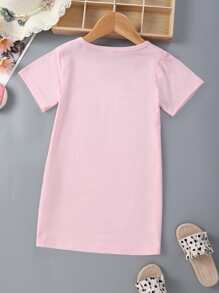 SHEIN Young Girl Cartoon Graphic Tee Dress - Pink - View 2