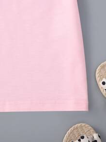 SHEIN Young Girl Cartoon Graphic Tee Dress - Pink - View 4
