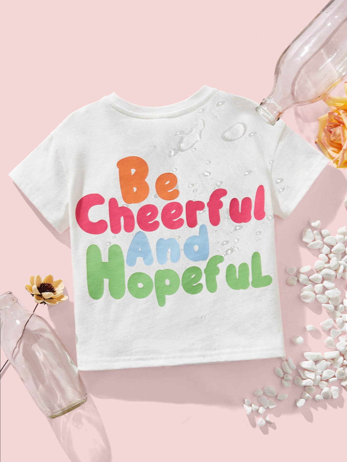 SHEIN Baby Slogan Graphic Drop Shoulder Water-Repellent Tee - White - View 1