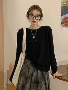 Camiseta con estampado de letra - Negro - Ver 3