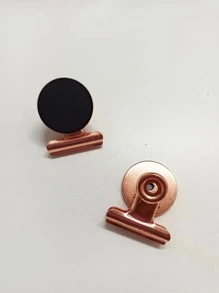 2入組不銹鋼牆貼極簡主義金屬夾冰箱磁性夾 - 玫瑰金 - 查看 2