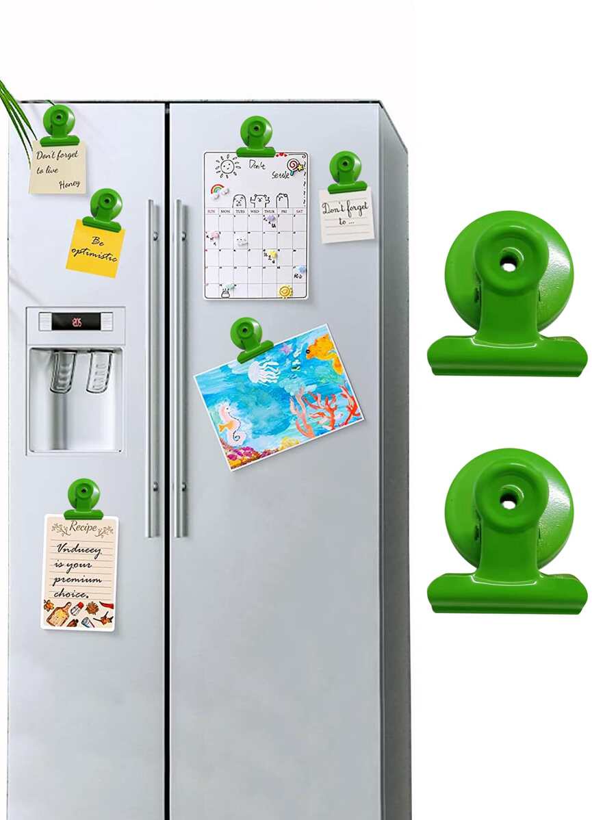 2 Cái/bộ Từ Tính Kẹp Tủ Lạnh Bằng Thép Không Gỉ, Decal Dán Tủ Lạnh Màu Xanh Lá Cây Tối Giản Cho Gia Đình - màu xanh lá - Xem 1
