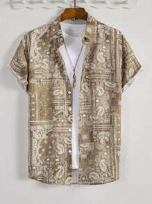 Manfinity RSRT Men Paisley Print Shirt Without Tee - Khaki - View 1