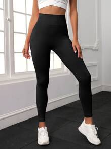 Yoga Basic Quần Leggings Thể thao Nữ màu trơn - màu đen - Xem 3