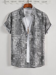 Manfinity RSRT Men Paisley Print Shirt Without Tee - Grey - View 1