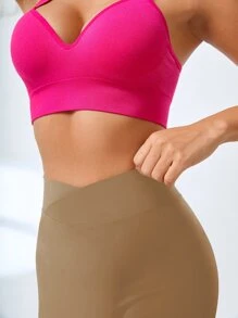 Yoga Basic Pantalones deportivos unicolor pierna amplia - Marrón - Ver 7