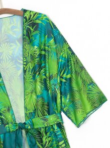 Kimono Nữ Thắt lưng Nhiệt đới - màu xanh lá - Xem 7